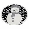 Covor modern pentru copii JOY Cerc Snowman om de zapada, structural pe două niveluri de l&acirc;nă negru / crem, cerc 120 cm, Rotund