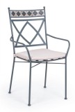 Scaun din fier gri decorat cu mozaic 54 cm x 53 cm x 94 h x 48 h1 x 50 h2