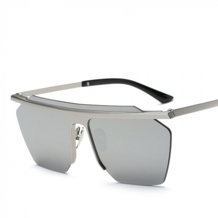 Ochelari Soare Supradimensionati Retro Style - Protectie UV100% - Argintii