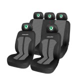 Set Huse Scaune Universale Premium Carguard Personalizate cu Skoda &ndash; Negru/Gri