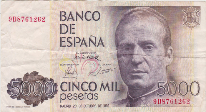 SPANIA 5000 PESETAS 1979 VF