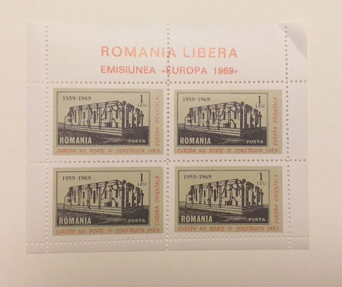 ROMANIA EXIL 1969 - MINICOALA EUROPA DANTELATA