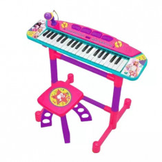 Keyboard cu microfon si scaunel pentru copii - tematica Barbie