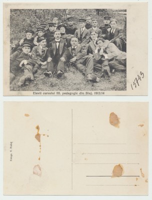 Ardeal - Blaj ilustrata necirculata 1913-1914 Elevii cursului III pedagogic foto