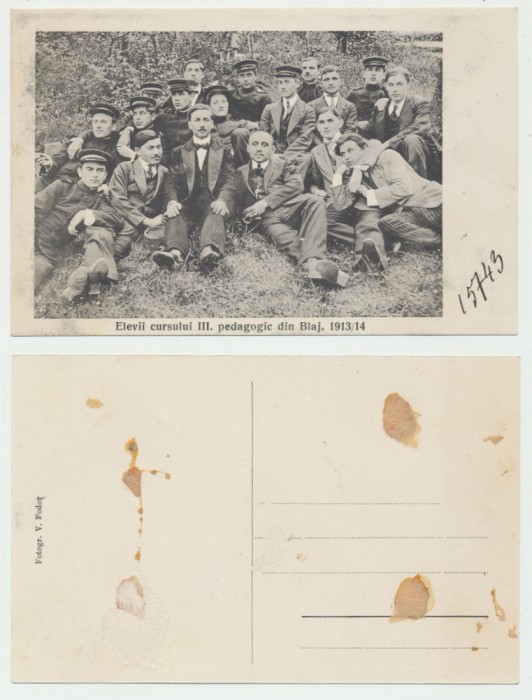 Ardeal - Blaj ilustrata necirculata 1913-1914 Elevii cursului III pedagogic