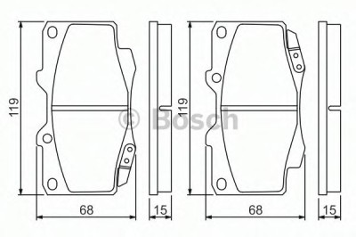 Set placute frana,frana disc TOYOTA HILUX III pick-up (KUN, TGN, LAN, GGN) (2004 - 2016) BOSCH 0 986 494 497 foto