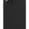 Husa iPhone 12 din silicon, silk touch, interior din catifea cu decupaje pentru camere, Negru