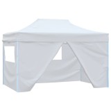 vidaXL Cort de petrecere pliabil cu 4 pereți, alb, 280x410x315 cm, oțel