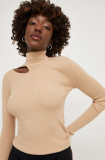 Answear Lab pulover femei, culoarea maro, light, cu turtleneck