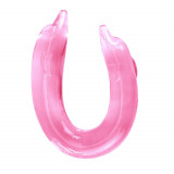 Dildo dublu roz cu v&acirc;rf de delfin 30,5 cm