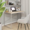 Gossi birou de computer, alb si stejar, 110x60x70 cm, lemn prelucrat