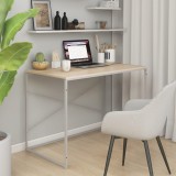 VidaXL Birou de computer, alb și stejar, 110x60x70 cm, lemn prelucrat