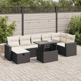 vidaXL Set mobilier de grădină cu perne, 8 piese, negru, poliratan 3327826