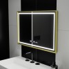 Oglinda LED Rectangulara, 120x80cm, Verite Royale Gold MotionGlow Marcello, Sistem Dezaburire, Ceas &amp; Termometru, Dimabila ModernLight Concept
