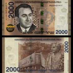 ARMENIA █ bancnota █ 2000 Dram █ 2018 █ P-62 █ POLYMER █ UNC █ necirculata