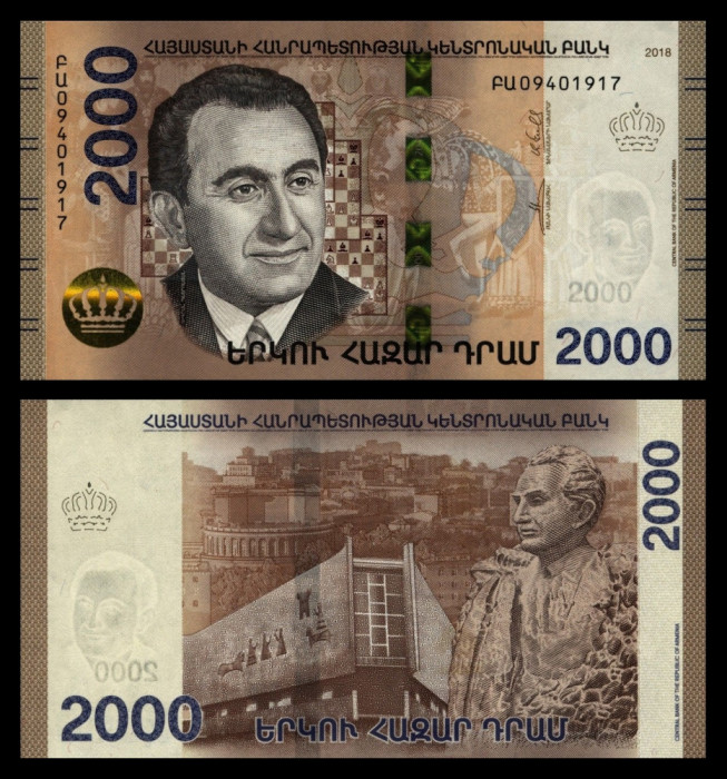 ARMENIA █ bancnota █ 2000 Dram █ 2018 █ P-62 █ POLYMER █ UNC █ necirculata