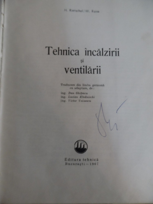 Tehnica Incalzirii Si Ventilarii - H. Rietschel, W. Raiss ,548115