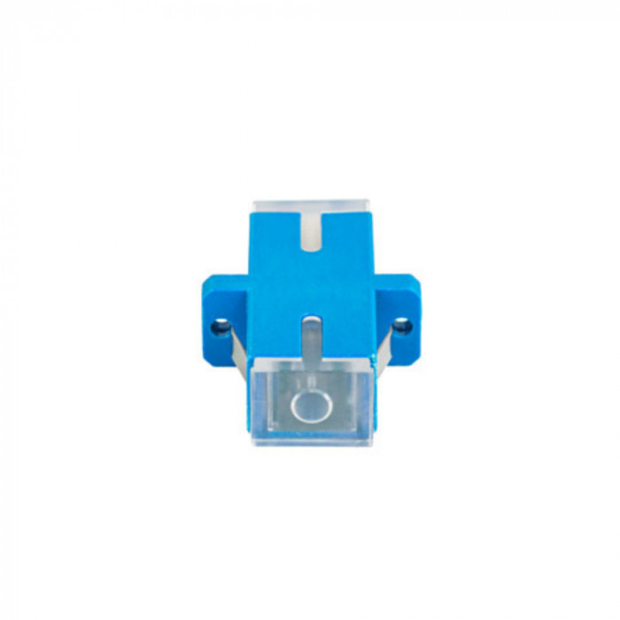 Adaptor retea fibra optica cu conectori SC UPC, Lanberg 43366, SM SIMPLEX, capace transparente, albastru