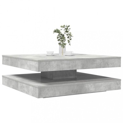 Măsuță cafea rotativă 360 grade, gri beton 90x90x34,5 cm foto