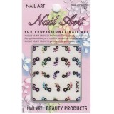 Sticker 3D - flori negre cu pietre mari, INGINAILS