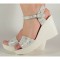 Sandale alb cu argintiu platforma piele naturala (cod SS05)
