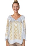 Bluza dama RFN 2 alb/bej , marimea 2XL, Casual, Bumbac