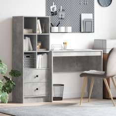vidaXL Birou cu Stocare Gri Beton Lemn Prelucrat
