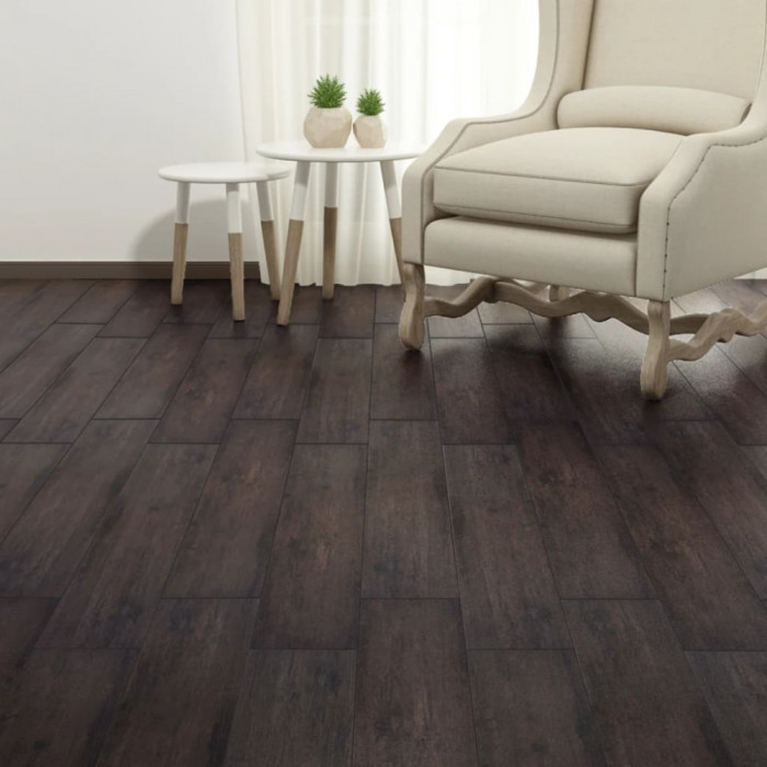 vidaXL Plăci pardoseală autoadezive, maro &icirc;nchis, 5,21 m&sup2;, 2 mm, PVC 330184