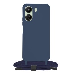 Husa cu snur compatibila xiaomi redmi 13c, prindere la gat reglabila, crossbody, blue foto