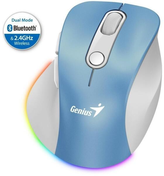 Mouse genius ergo 9000s pc sau nb wireless bt+2.4ghz optic 2400 dpi butoane/scroll 6/1 albastru