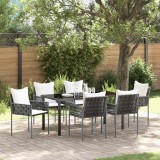 VidaXL Set de masă pentru grădină 7 pcs Maro Rattan poli