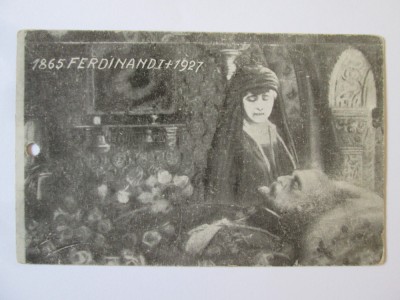 Rară! Carte postala regele Ferdinand pe catafalc 1927,regina Maria la căpăt&amp;acirc;i foto