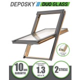 Fereastra mansarda DEPOSKY DUO GLASS 2 sticle, lemn, maner jos