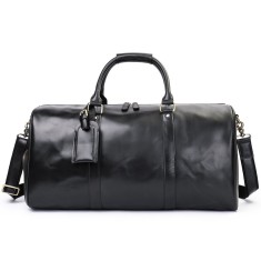 Geanta voiaj, fitness Nomad, piele naturala, compartiment incaltaminte, unisex, capacitate mare, Oil Black