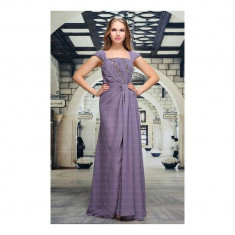 Rochie lunga eleganta, de culoare violet, cu paiete foto