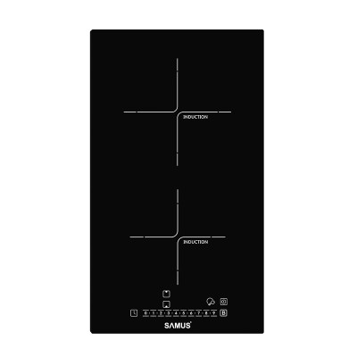 Plita incorporabila inductie Samus, 3500 W, 30 cm, 2 zone gatit, 9 trepte putere, ceramica, Negru foto