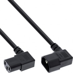 Cablu prelungitor C13 la C14 unghi 90 grade 3m Negru, InLine 16630A