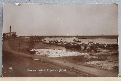 BRAILA , VEDERE DIN PORT CU SLEPURI , CARTE POSTALA , INTERBELICA foto