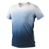 Tricou barbati degrade denim XXXL cu decolteu in V, stil casual