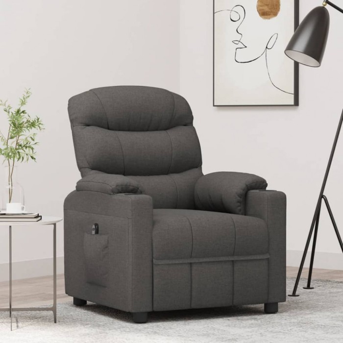 vidaXL Fotoliu rabatabil electric, gri &icirc;nchis, material textil 3143492