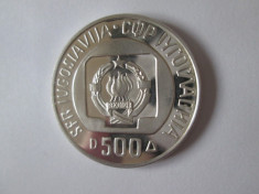 Rara! Iugoslavia 500 Dinara 1985 Proof UNC argint 925,moneda comemorativa foto