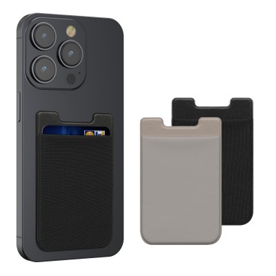 Set 3 Card pocket Kwmobile pentru telefoane, Negru/Gri, Lycra, KWM000020KB002C foto