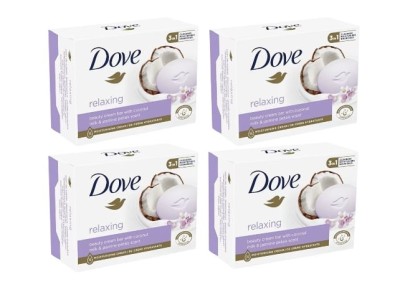 Set Sapun Dove Relaxing, Coconut Milk &amp;amp; Jasmine Petals Scent, 4 bucati x 90g foto