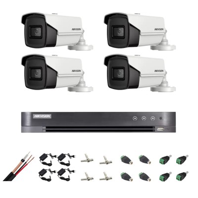 Kit supraveghere ultraprofesional Hikvision 4 camere 8MP 4K, 80 IR, accesorii incluse, live internet SafetyGuard Surveillance foto