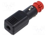 Mufă brichetă auto PRO CAR 12-24V 15A terminal cu şurub neagră