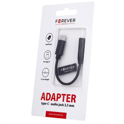 Adaptor Audio USB Type-C la 3.5 mm Forever, 0.12 m, Negru foto