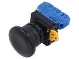 Comutator apăsare 22mm 1 NO negru Poz.i