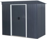 Casa de gradina metalica Strend Pro antracit cu baza, 217x110x174 cm