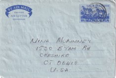 FILATELIE TEMATICA - PLIC NIGERIA TEMATICA AVION AVIOANE AVIATIE AIRMAIL AEROGRAMA