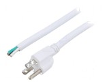 Cablu 3x14AWG NEMA 5-15, 3,5m, alb, 13A, PVC